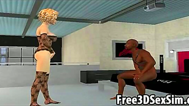 Sexy 3D Cartoon Babe Fucks Two Ebony Hunks Intensely