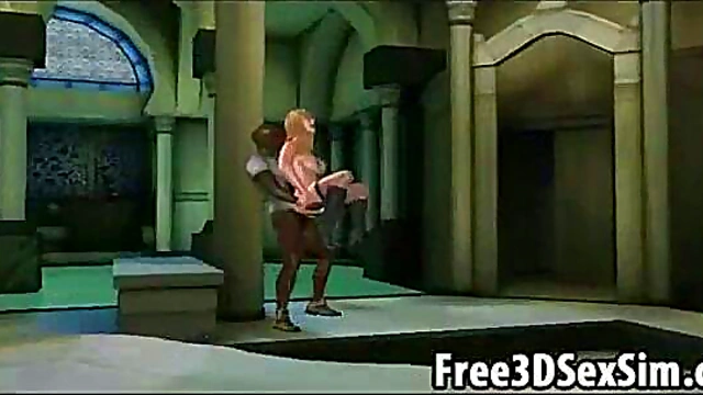 Busty 3D Cartoon Vixen Rides Black Cock For Intense Interracial Action