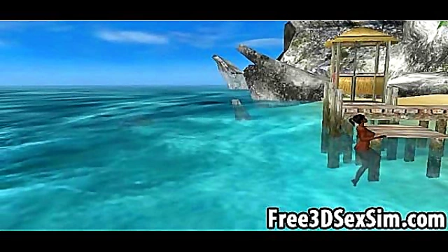 Sexy Ebony Cartoon Honey Goes Skinny Dipping Outdoors