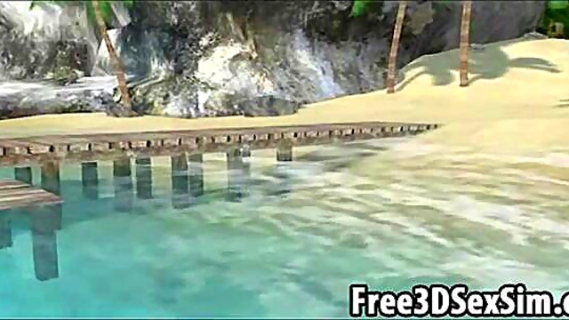 Sexy Ebony Cartoon Honey Goes Skinny Dipping Outdoors