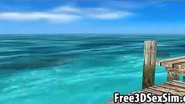 Sexy Ebony Cartoon Honey Goes Skinny Dipping Outdoors