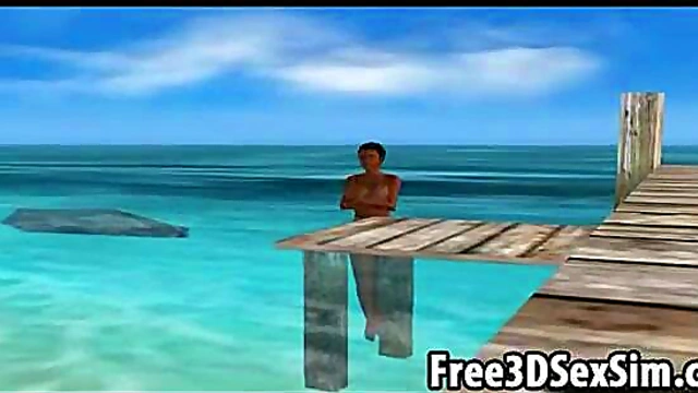 Sexy Ebony Cartoon Honey Goes Skinny Dipping Outdoors