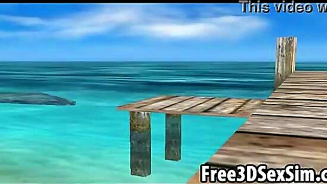 Sexy Ebony Cartoon Honey Goes Skinny Dipping Outdoors