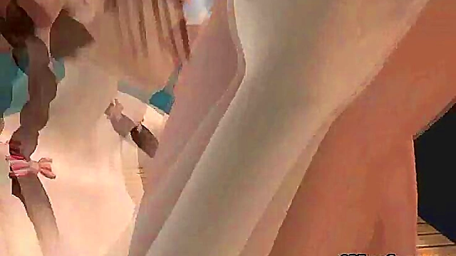 Pale 3D Brunette Babe Sucks Hard Rock Cock Outdoors