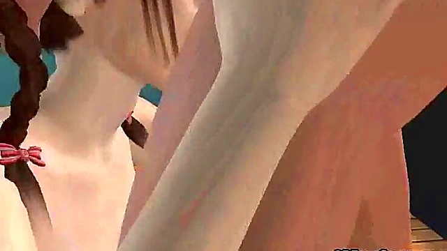 Pale 3D Brunette Babe Sucks Hard Rock Cock Outdoors