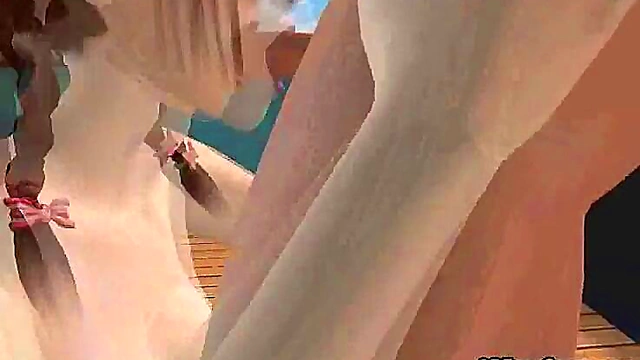 Pale 3D Brunette Babe Sucks Hard Rock Cock Outdoors