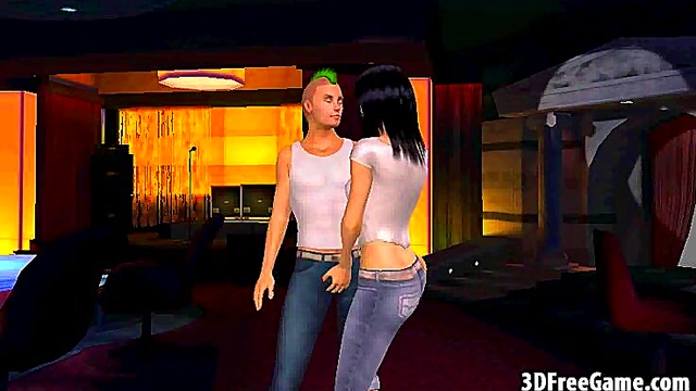 Sexy Big Tit Brunette Babe Jerks Off Cock In Steamy 3D Hentai Action