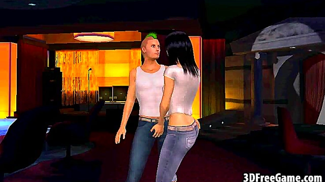 Sexy Big Tit Brunette Babe Jerks Off Cock In Steamy 3D Hentai Action