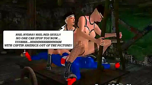 Captain America Gets Double Teamed By Two Sexy 3D Babes In Hardcore Anime Action