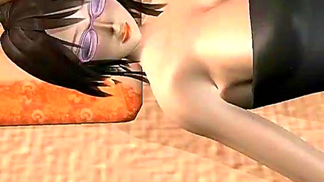 Busty Anime Cutie in Black Stockings Gets Hardcore Mouth Fucked