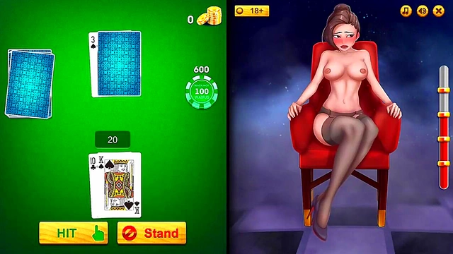 3D Anime Babe Shows Off Huge Tits While Playing Blackjack Seductively