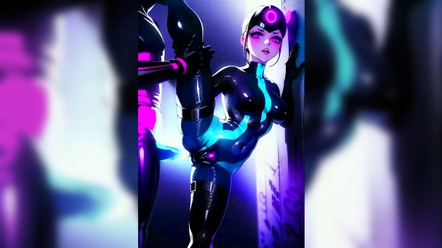 Neon Cyberpunk Anime Girls Seduce in Latex for Hot 3D Hentai Action