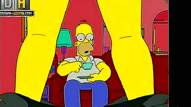 Homer & Marge Simpsons Cartoon Threesome – Anal, Blowjob, Facial Feast