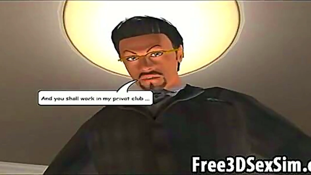 Sexy 3D Cartoon Secretary Sucks Hard Cock For Intense Blowjob Session