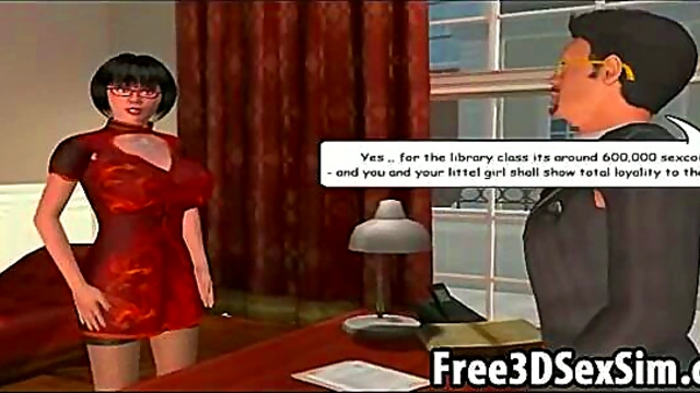 Sexy 3D Cartoon Secretary Sucks Hard Cock For Intense Blowjob Session