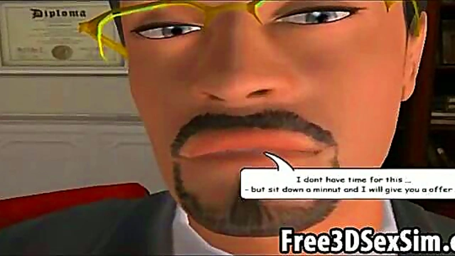 Sexy 3D Cartoon Secretary Sucks Hard Cock For Intense Blowjob Session