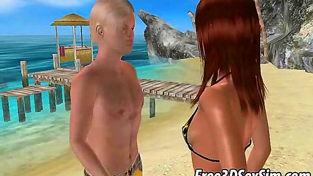 Sexy 3D Brunette Babe Gets Fucked Hard On The Beach In Hardcore Outdoor Action