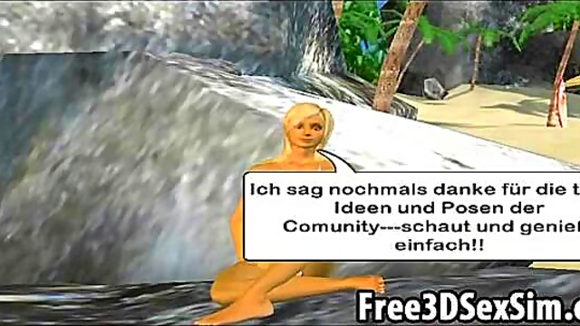 Horny 3D Cartoon Hunk Licks Pussy On The Beach For Hardcore Fun