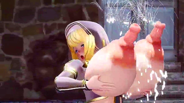 Big-Titted MMD Anime Nun Dances Seductively While Milking Dick