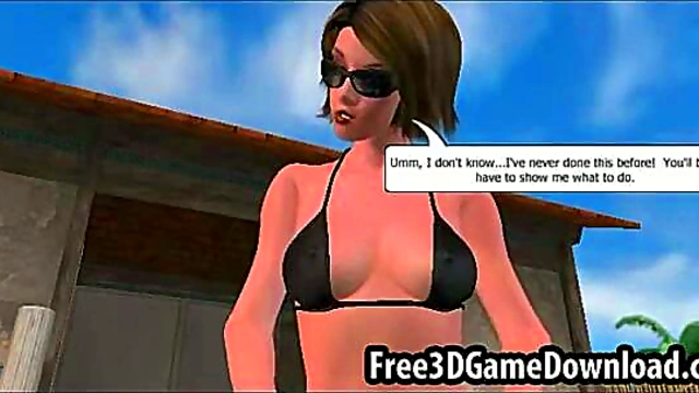 Three Sexy 3D Cartoon Babes Enjoy Lesbian Fun By The Pool