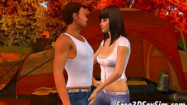 Foxy 3D Brunette Babe Gets Fucked Hard Outdoors In The Woods