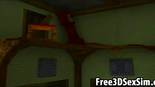 Sexy 3D Cartoon Dominatrix Waits for Her Slave in BDSM Fantasy Anime Scene