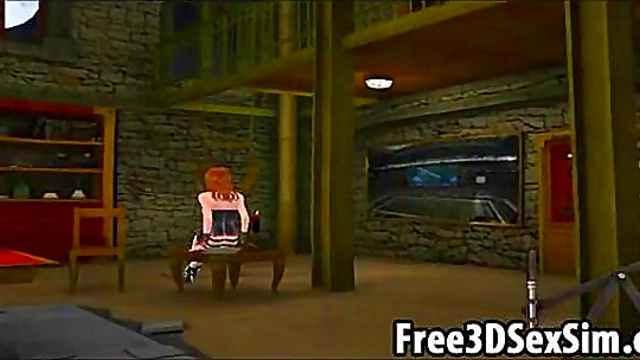 Sexy 3D Cartoon Dominatrix Waits for Her Slave in BDSM Fantasy Anime Scene