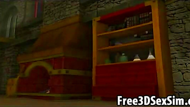 Sexy 3D Cartoon Dominatrix Waits for Her Slave in BDSM Fantasy Anime Scene