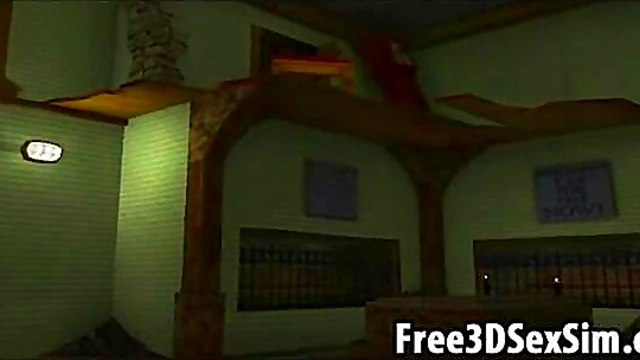 Sexy 3D Cartoon Dominatrix Waits for Her Slave in BDSM Fantasy Anime Scene