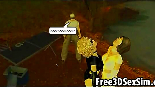 Two 3D Cartoon Honeys Get Fucked Hard in the Woods for Hardcore Fun