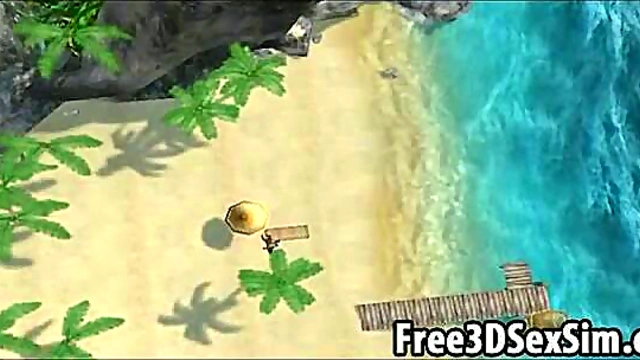 Ebony Babe Gets Fucked On The Beach In Sexy 3D Anime Action