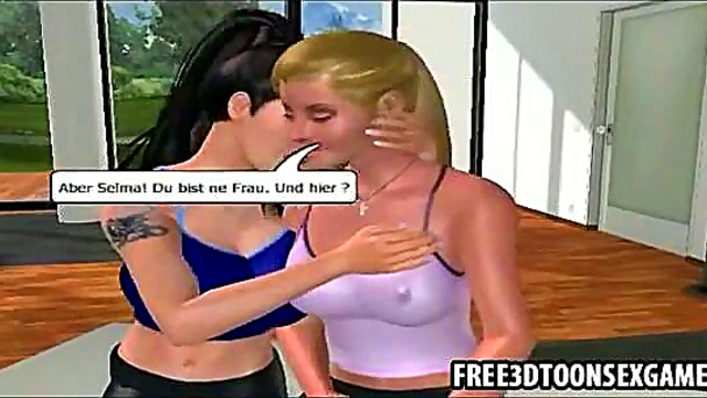 Sexy Anime Babes Strip Down for Steamy Home Gym Lesbian Session