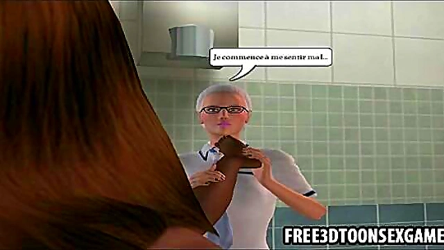 Teen Babe Goes Wild in 3D Anime Game for Intense Blowjob Action