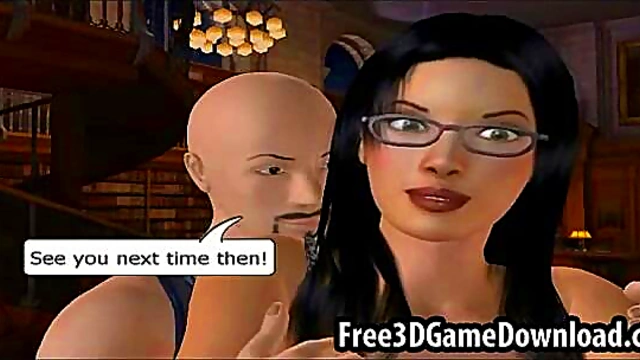 3D Cartoon Teen Beauty With Glasses Gives Intense Blowjob For Hot cumShots