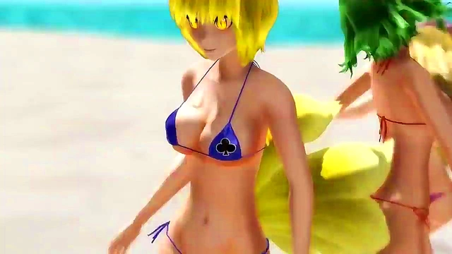 3D Hentai Bicini Babe DancesErotically With Seductive Poker Face