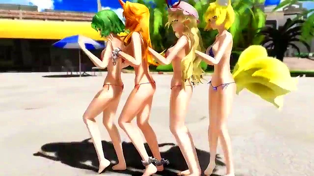 3D Hentai Bicini Babe DancesErotically With Seductive Poker Face