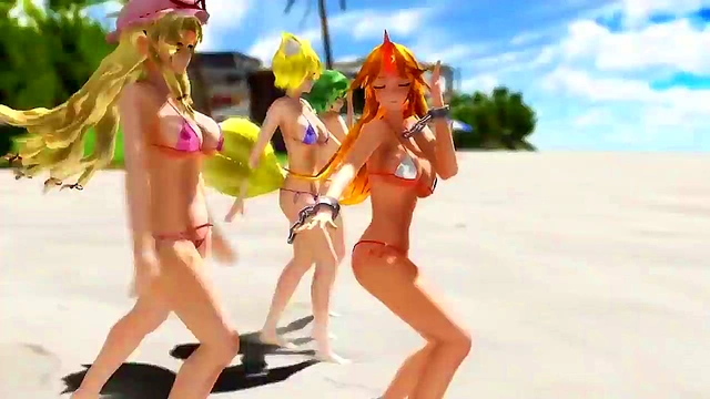 3D Hentai Bicini Babe DancesErotically With Seductive Poker Face