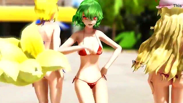 3D Hentai Bicini Babe DancesErotically With Seductive Poker Face