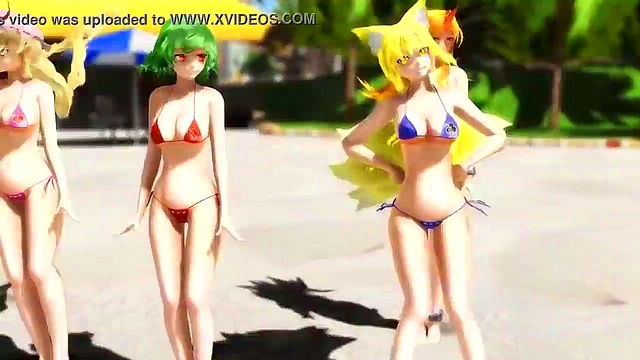 3D Hentai Bicini Babe DancesErotically With Seductive Poker Face