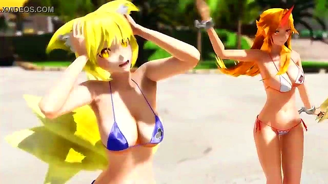 3D Hentai Bicini Babe DancesErotically With Seductive Poker Face