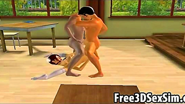 sexy 3D Cartoon Honey Gets Double Teamed for Hot Group Action
