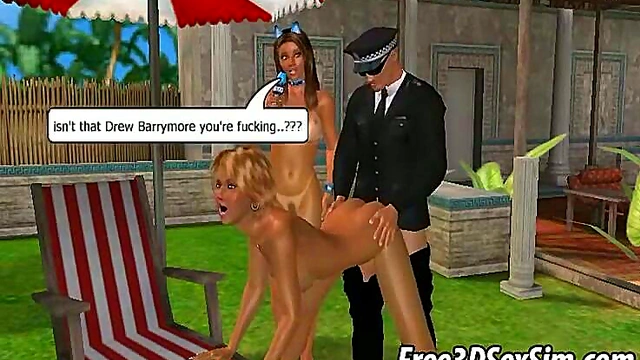 Two Sexy 3D Cartoon Babes Get Fucked Poolside for Hardcore Outdoor Fun