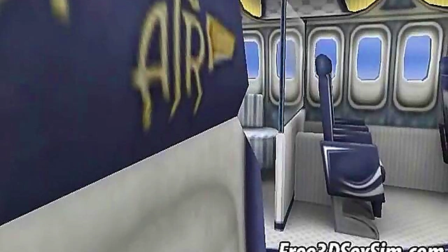 Foxy Ebony Stewardess Gets Fucked Hard In Uniform Cartoon Action