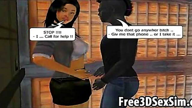 Sexy 3D Brunette Cartoon Hottie Sucks Dick For A Juicy Blowjob Feast