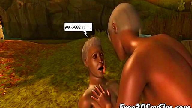 Blonde Babe Sucks Dick Outdoors in Hot 3D Anime Blowjob Scene