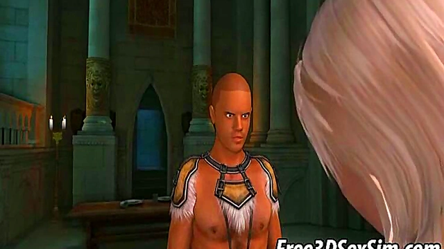 Blonde Babe Sucks Dick Outdoors in Hot 3D Anime Blowjob Scene