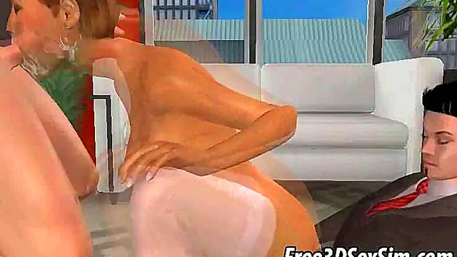 Hot 3D Cartoon Secretary Gets Double Teamed in Office Hardcore Anime Action