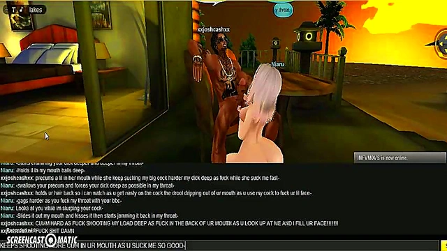 3D Anime Couple Gets Wild at Niaru Beach House for Intense IMVU Gameplay