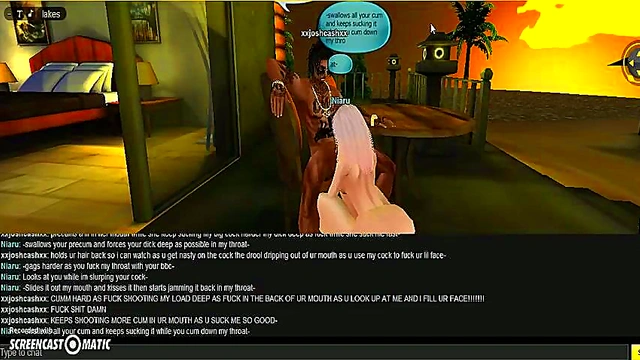 3D Anime Couple Gets Wild at Niaru Beach House for Intense IMVU Gameplay