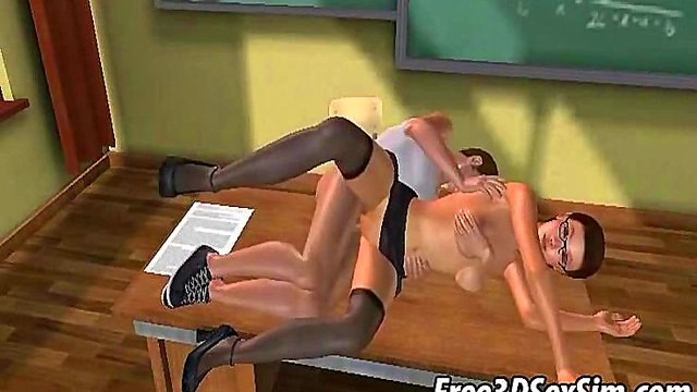 Brunette With Glasses Gets Fucked Hard In Sexy 3D Anime Action